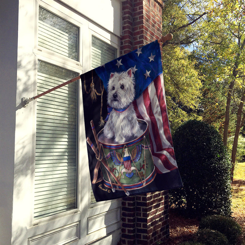 Westie Little Drummer Boy USA Flag Canvas House Size PPP3129CHF
