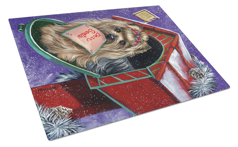 Yorkie Christmas Letter to Santa Glass Cutting Board Large PPP3140LCB