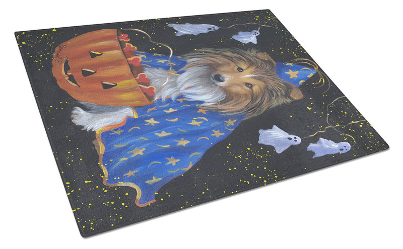 Sheltie Halloween Witch Glass Cutting Boards – Durable, Decorative Kitchen Art Large PPP3186LCB