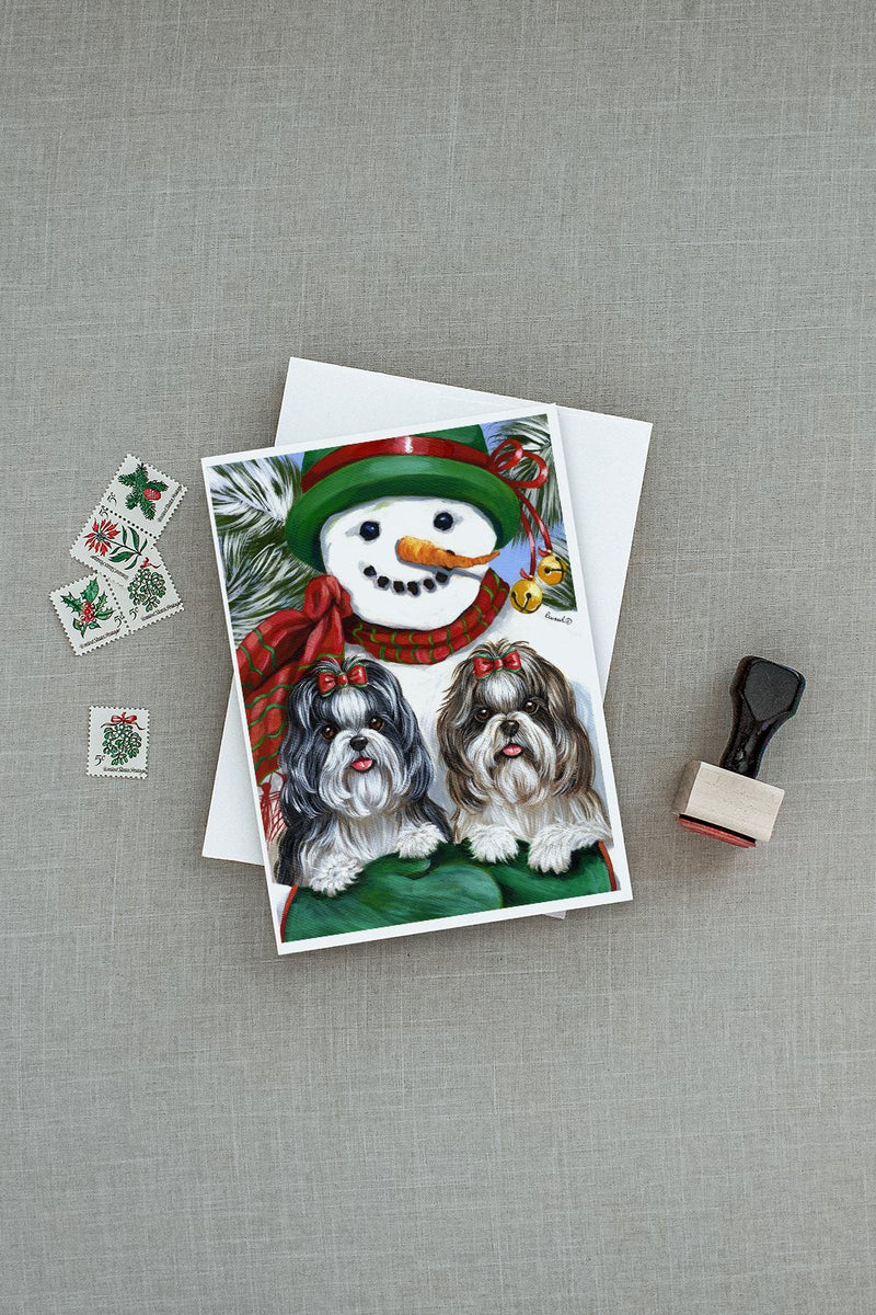 Shih Tzu Christmas Snowman Greeting Cards and Envelopes Pack of 8