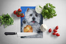 Westie Play Ball Cutting Board Tempered Glass Kitchen Cutting Surface, Heat Resistant Chopping, Non-Slip Feet, Food Prep & Serving