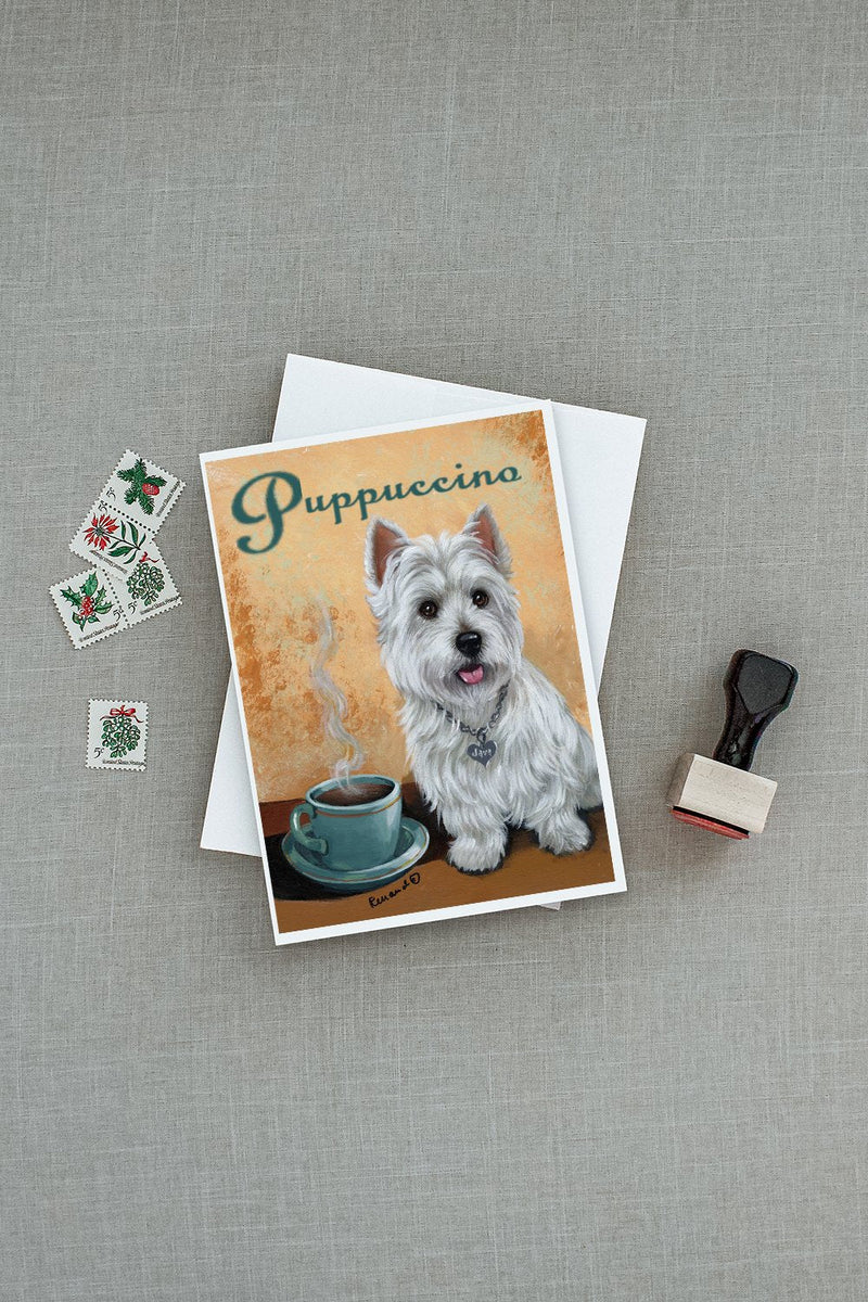 Westie Puppuccino Greeting Cards and Envelopes Pack of 8