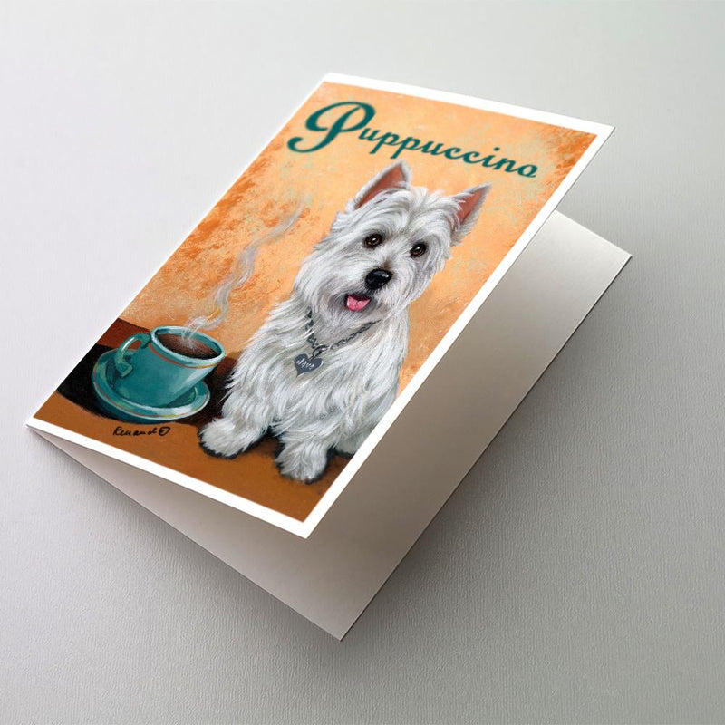 Westie Puppuccino Greeting Cards and Envelopes Pack of 8