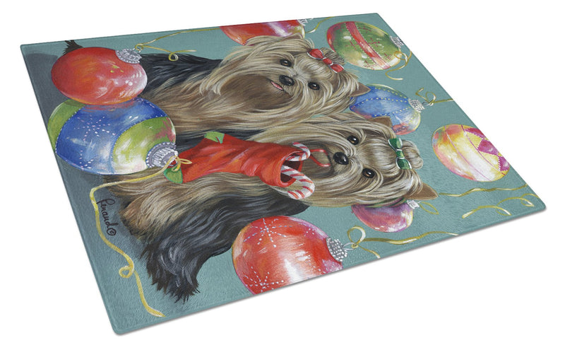 Yorkie Christmas All that Glitters Glass Cutting Board Large PPP3239LCB