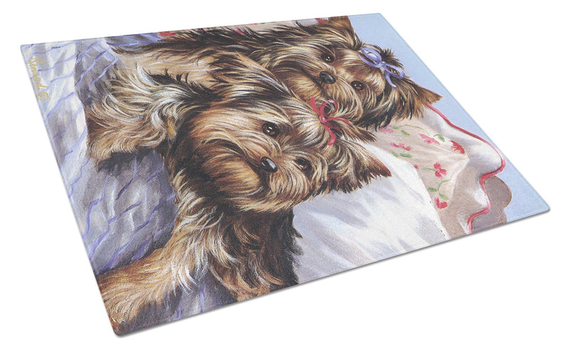 Yorkie Bed Bugs Glass Cutting Board Large PPP3240LCB