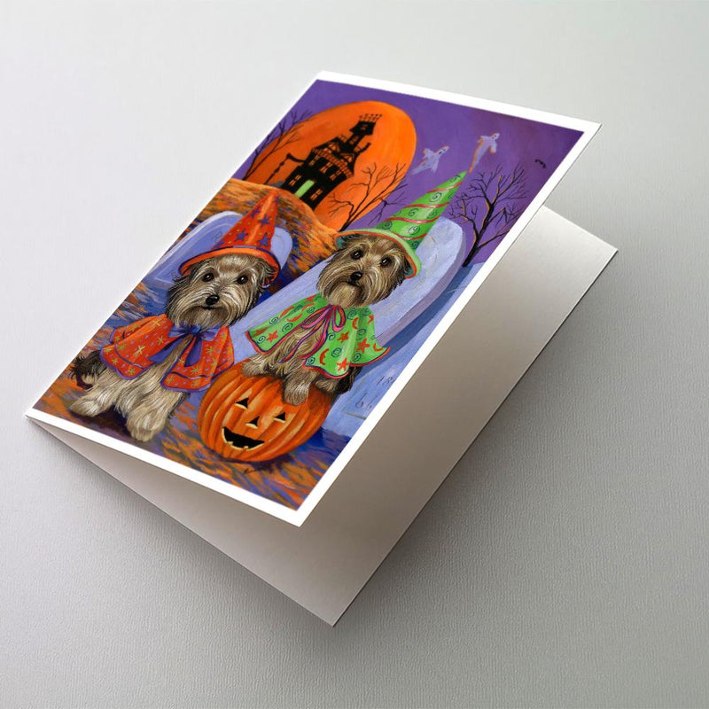 Yorkie Halloween Haunted House Greeting Cards and Envelopes Pack of 8