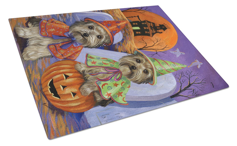 Yorkie Halloween Haunted House Glass Cutting Board Large PPP3241LCB