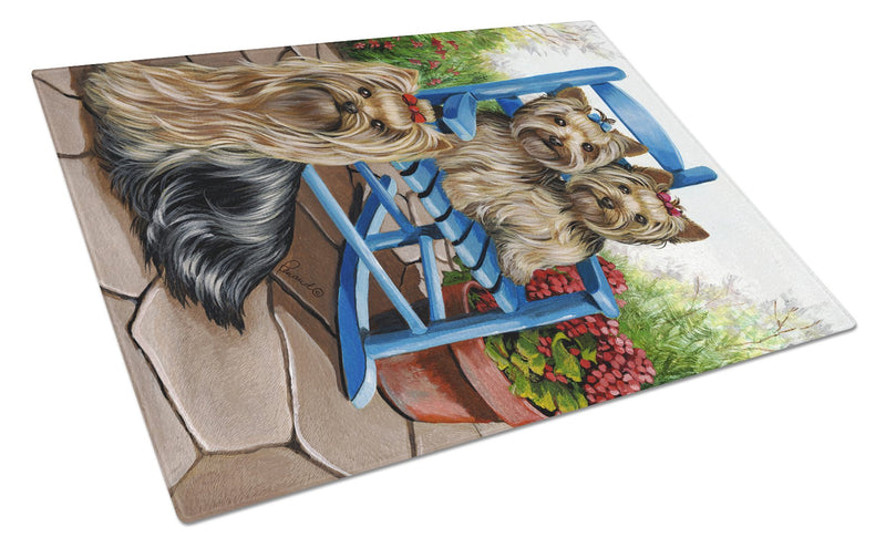 Yorkie Patio Sweethearts Glass Cutting Board Large PPP3242LCB