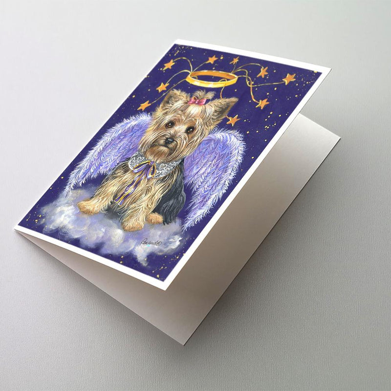 Yorkie Christmas Angel Greeting Cards and Envelopes Pack of 8