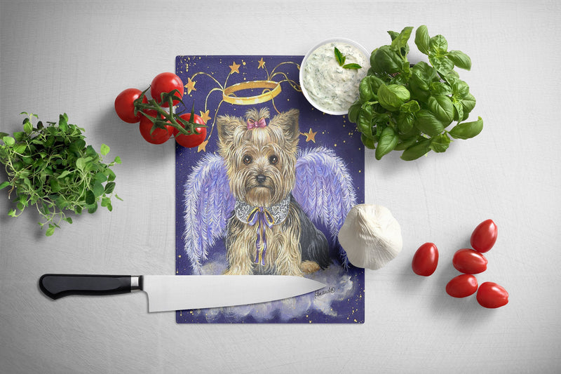 Yorkie Christmas Angel Glass Cutting Board Large PPP3243LCB