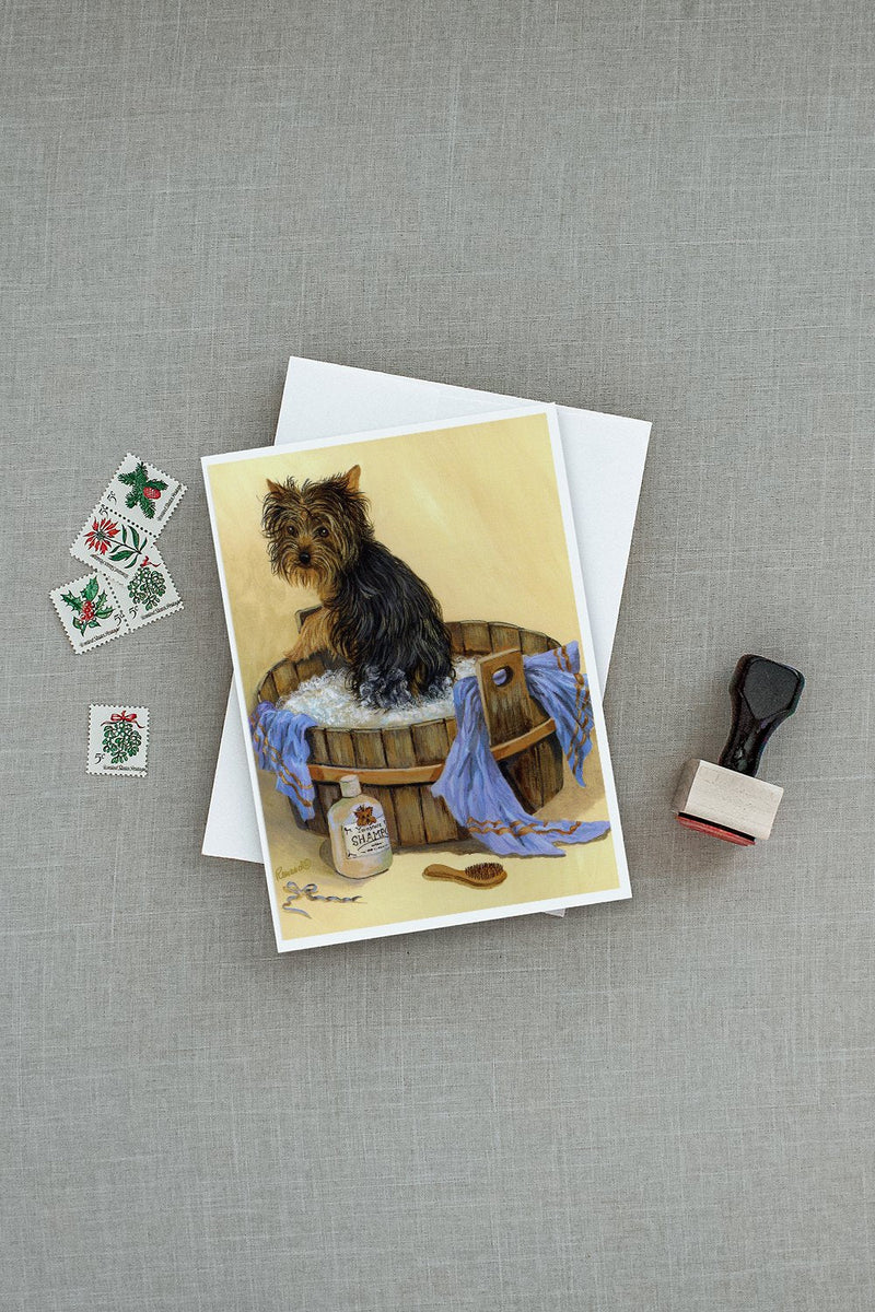 Yorkie Bath Time Greeting Cards and Envelopes Pack of 8