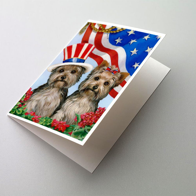 Yorkie USA Greeting Cards and Envelopes Pack of 8