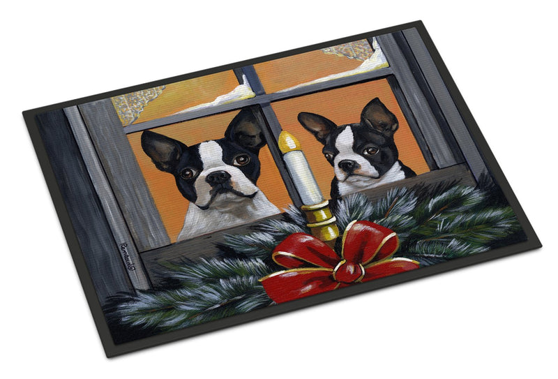 Boston Terrier Looking for Santa Christmas Indoor or Outdoor Mat 24x36 PPP3248JMAT