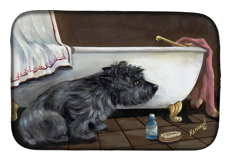Cairn Terrier Bath Time Dish Drying Mat – Absorbent, Artistic Kitchen Essentials PPP3250DDM