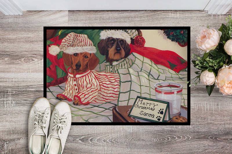 Dachshund Christmas Waiting for Santa Doormat - 18x27 Decorative Floor Mat – Indoor/Outdoor Rug with Artistic Flair PPP3260MAT