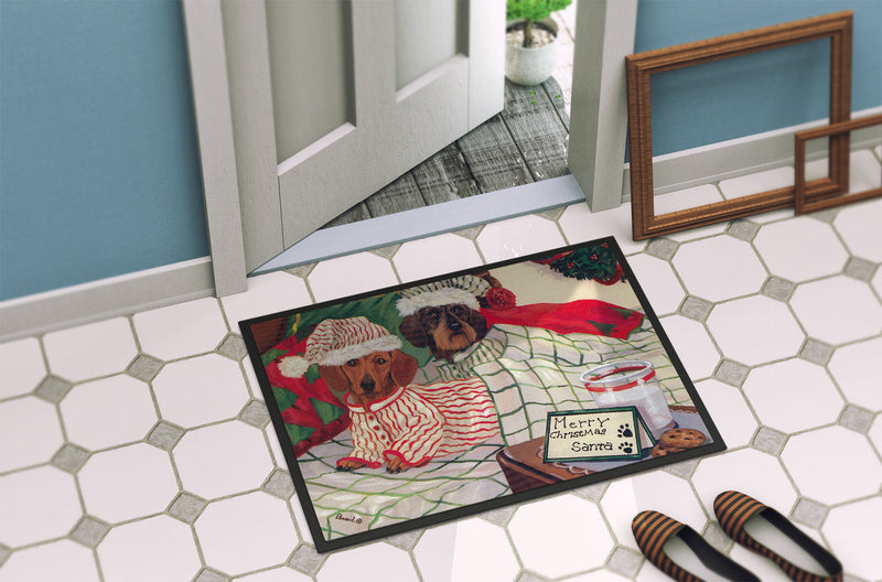 Dachshund Christmas Waiting for Santa Doormat - 18x27 Decorative Floor Mat – Indoor/Outdoor Rug with Artistic Flair PPP3260MAT