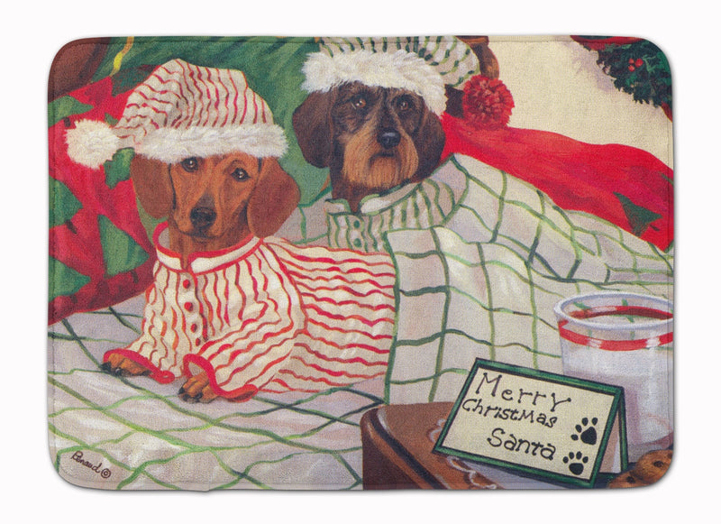 Dachshund Christmas Waiting for Santa Machine Washable Memory Foam Mat PPP3260RUG