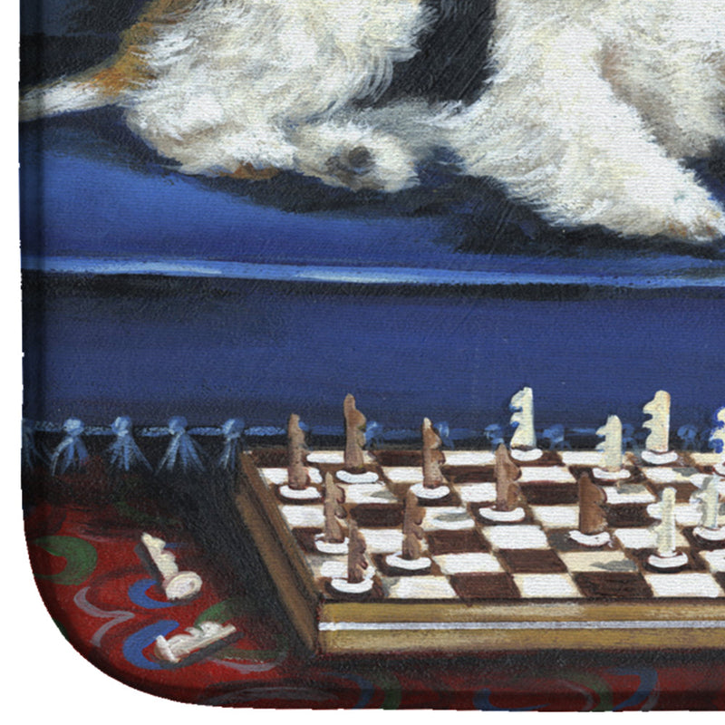 Fox Terrier Checkmates Dish Drying Mat – Absorbent, Artistic Kitchen Essentials PPP3261DDM