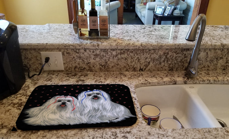 Maltese Sweethearts Dish Drying Mat – Absorbent, Artistic Kitchen Essentials PPP3263DDM