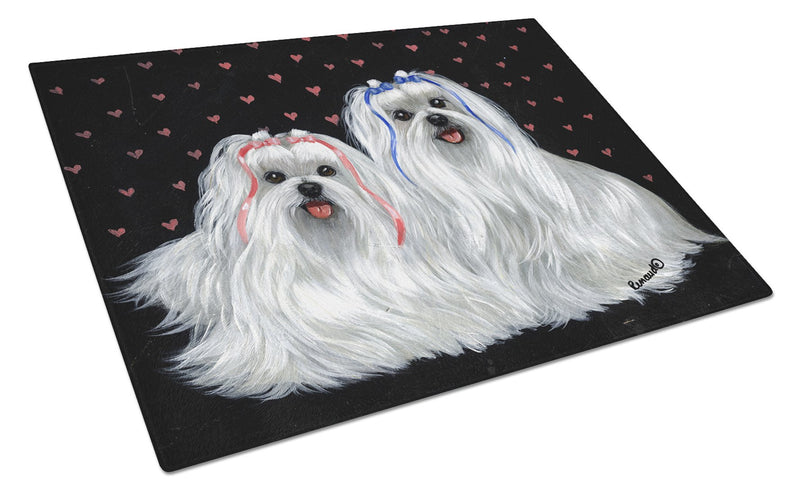 Maltese Sweethearts Glass Cutting Boards – Durable, Decorative Kitchen Art Large PPP3263LCB