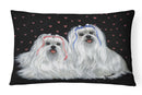 Maltese Sweethearts Canvas Fabric Decorative Pillow PPP3263PW1216