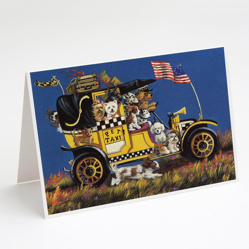 Pet Taxi Multiple Dog Breeds Greeting Cards and Envelopes Pack of 8