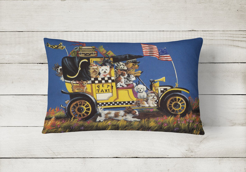 Pet Taxi Multiple Dog Breeds Canvas Fabric Decorative Pillow PPP3264PW1216