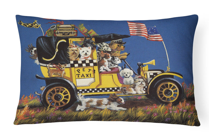 Pet Taxi Multiple Dog Breeds Canvas Fabric Decorative Pillow PPP3264PW1216