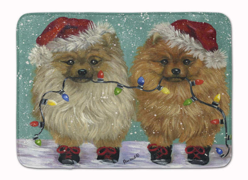 Pomeranian Christmas Lighten Up Machine Washable Memory Foam Mat PPP3267RUG