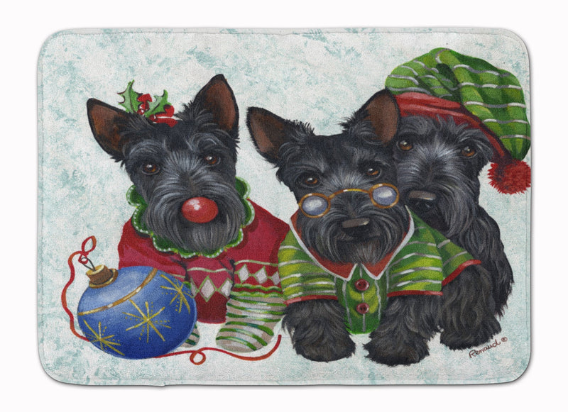 Scottish Terrier Christmas Elves Machine Washable Memory Foam Mat PPP3270RUG