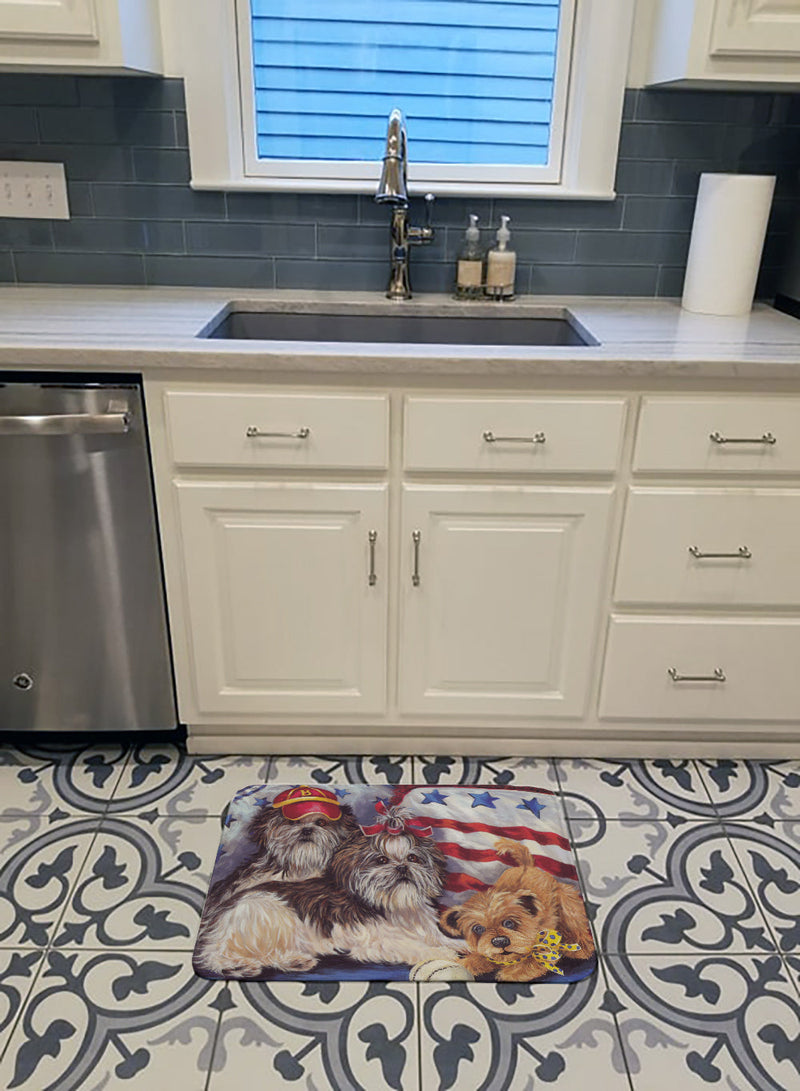 Shih Tzu Americana Sweethearts Machine Washable Memory Foam Mat PPP3273RUG