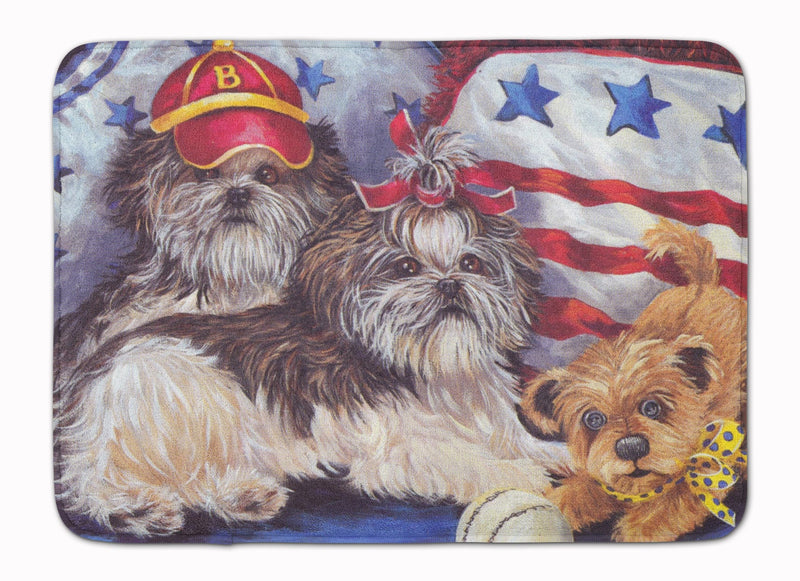 Shih Tzu Americana Sweethearts Machine Washable Memory Foam Mat PPP3273RUG