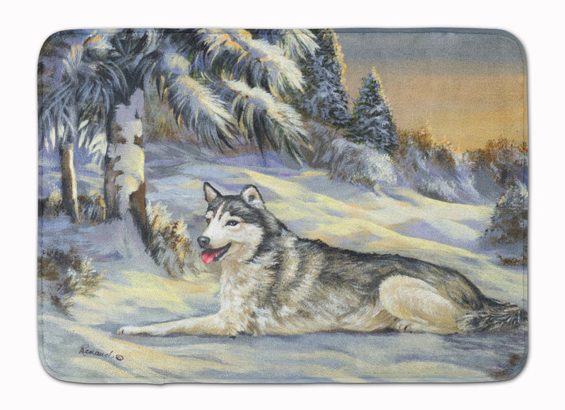 Siberian Husky Winterscape Machine Washable Memory Foam Mat PPP3274RUG