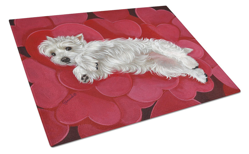 Westie Queen of Hearts Glass Cutting Board Large PPP3283LCB