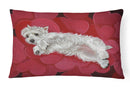 Westie Queen of Hearts Canvas Fabric Decorative Pillow PPP3283PW1216