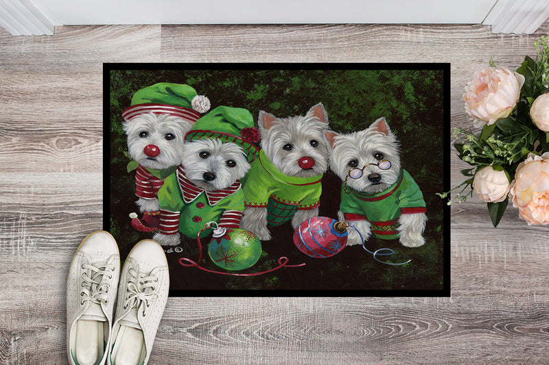 Westie Christmas Santa's Assistants Indoor or Outdoor Mat 18x27 PPP3285MAT