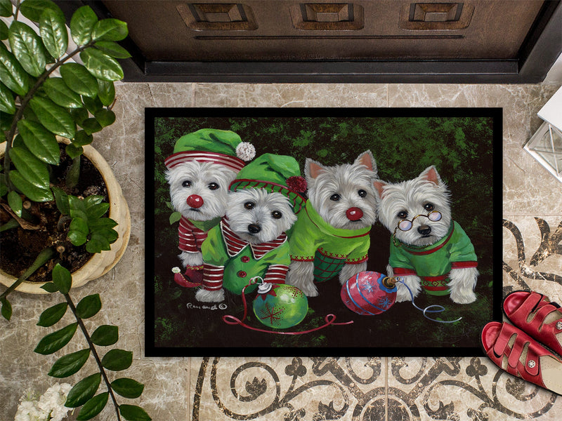 Westie Christmas Santa's Assistants Indoor or Outdoor Mat 18x27 PPP3285MAT