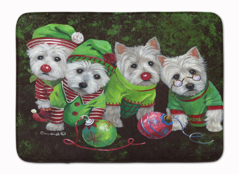 Westie Christmas Santa's Assistants Machine Washable Memory Foam Mat PPP3285RUG