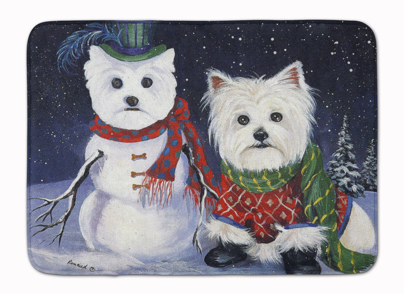 Westie Christmas Self Portrait Machine Washable Memory Foam Mat PPP3286RUG