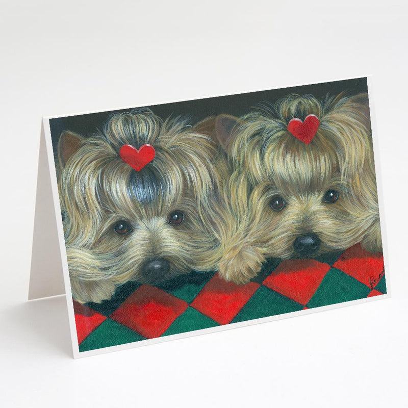 Yorkshire Terrier Yorkie 2 Hearts Greeting Cards and Envelopes Pack of 8