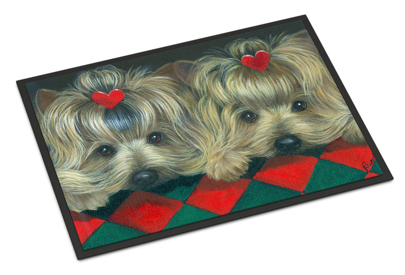 Yorkshire Terrier Yorkie 2 Hearts Indoor or Outdoor Mat 24x36 PPP3290JMAT