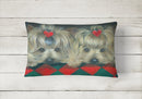 Yorkshire Terrier Yorkie 2 Hearts Canvas Fabric Decorative Pillow PPP3290PW1216