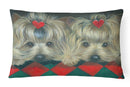 Yorkshire Terrier Yorkie 2 Hearts Canvas Fabric Decorative Pillow PPP3290PW1216
