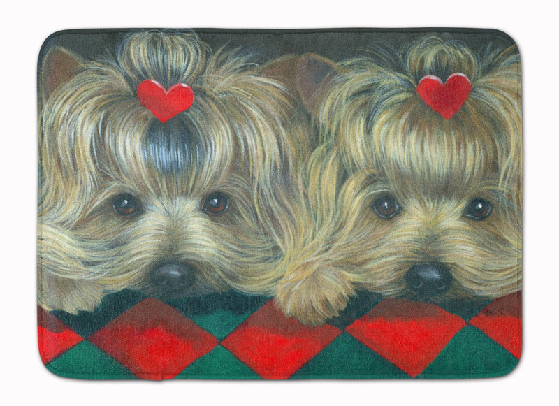 Yorkshire Terrier Yorkie 2 Hearts Machine Washable Memory Foam Mat PPP3290RUG