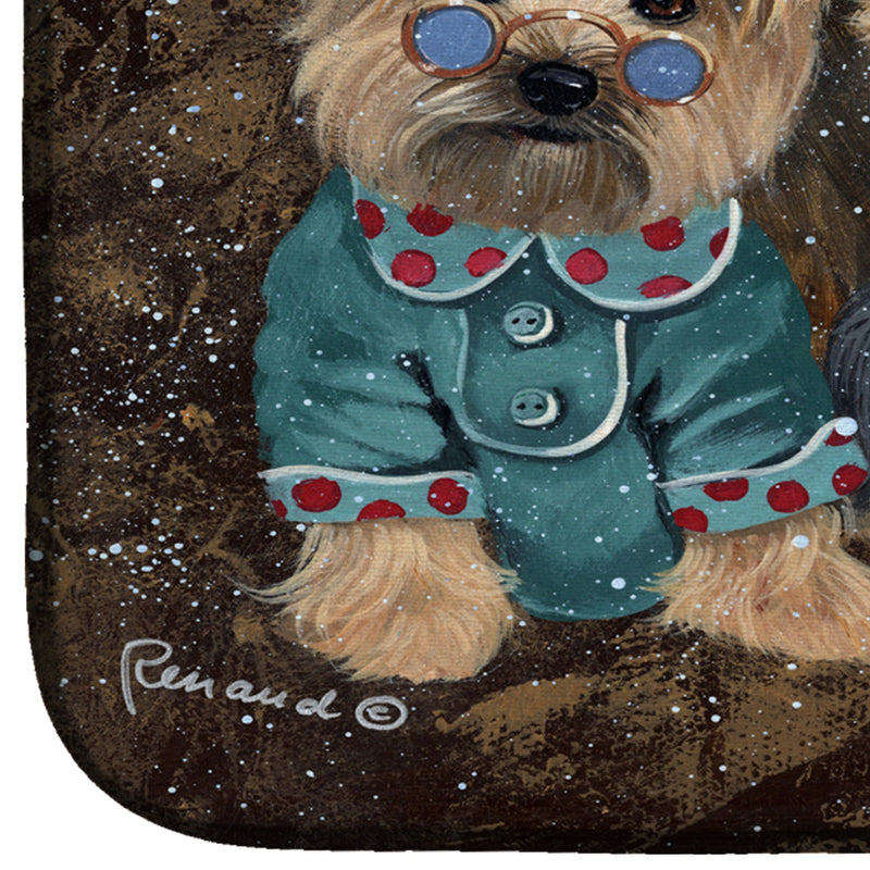 Yorkshire Terrier Yorkie Christmas Elves Dish Drying Mat PPP3291DDM