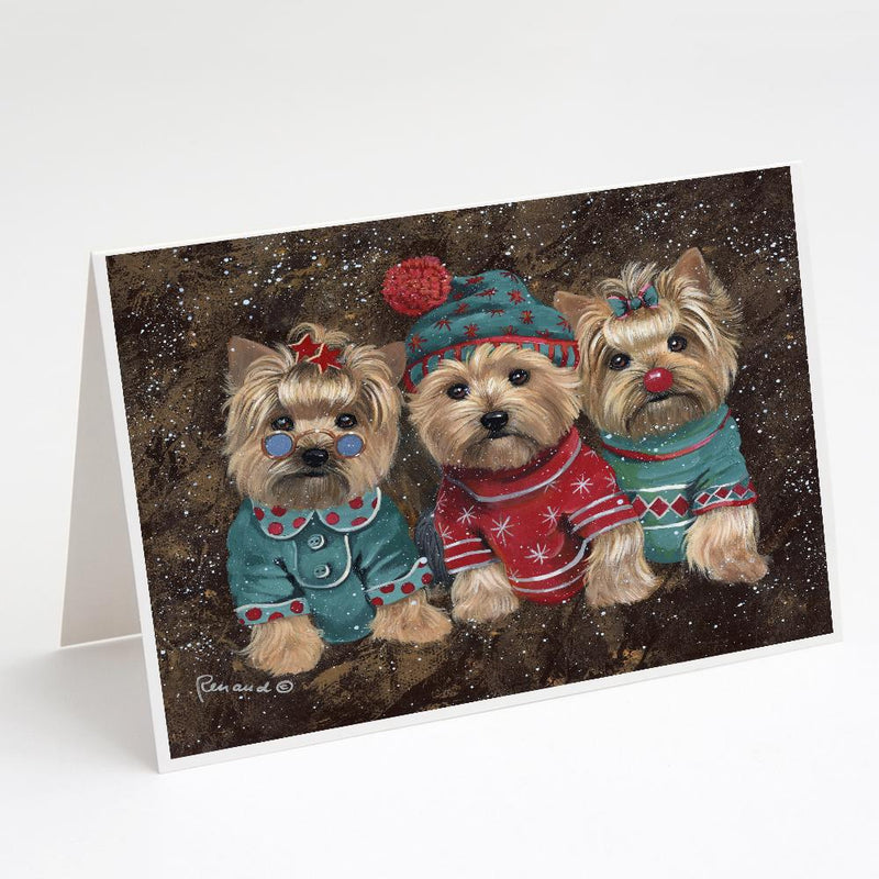 Yorkshire Terrier Yorkie Christmas Elves Greeting Cards and Envelopes Pack of 8