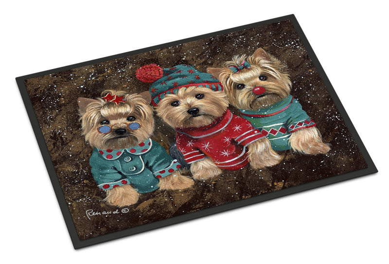 Yorkshire Terrier Yorkie Christmas Elves Indoor or Outdoor Mat 24x36 PPP3291JMAT