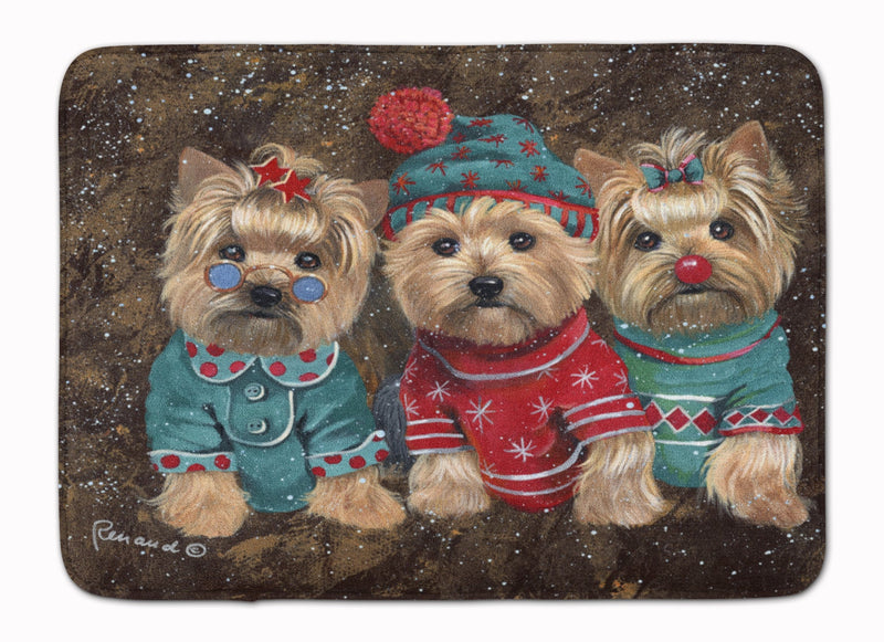 Yorkshire Terrier Yorkie Christmas Elves Machine Washable Memory Foam Mat PPP3291RUG