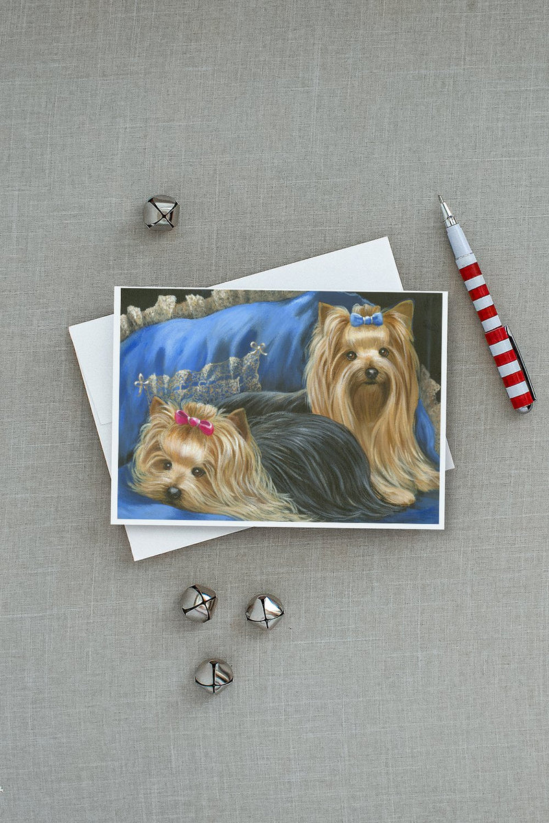 Yorkshire Terrier Yorkie Satin and Lace Greeting Cards and Envelopes Pack of 8