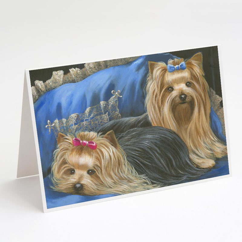 Yorkshire Terrier Yorkie Satin and Lace Greeting Cards and Envelopes Pack of 8